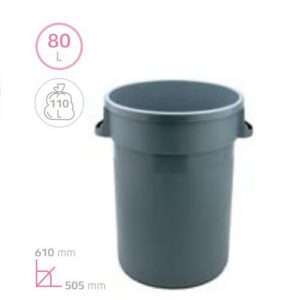 GETTACARTE BIDONE GRIGIO INPOLIPROPILENE 80LT COD.114105