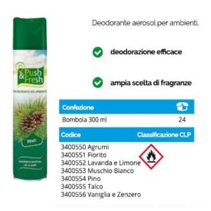 DEODORANTE PUSH & FRESH LAVANDA E LIMONE 300ML (6PZ/CF)