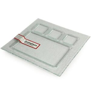 PIATTO QUADRO VETRO JUSTGLASS 4 SCOMPARTI 30X30CM COD.2841T