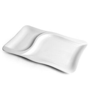PIATTO GOURMET RETTANGOLAREBIANCO 2 SCOMPARTI 37X24CM COD.2373T