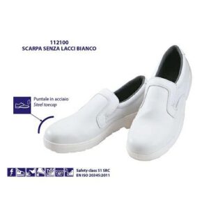 SCARPA SENZA LACCI BIANCO PUNTALE ACCIAIO COD.112100