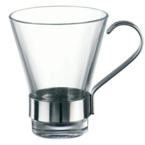 TAZZA CAFFE' VETRO YPSILON MANICO INOX CL11 D6,7 H8 COD.8426000T