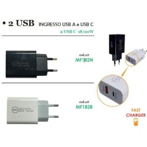 GRAB LILLI CARICATORE DA MURO 2 USB (USB A/USB C) COD.MF182