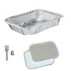 CONTENITORE ALLUMINIO 6 PORZIONI CON COPERCHIO (50PZ/CF) R33S COD.172710293+19270861